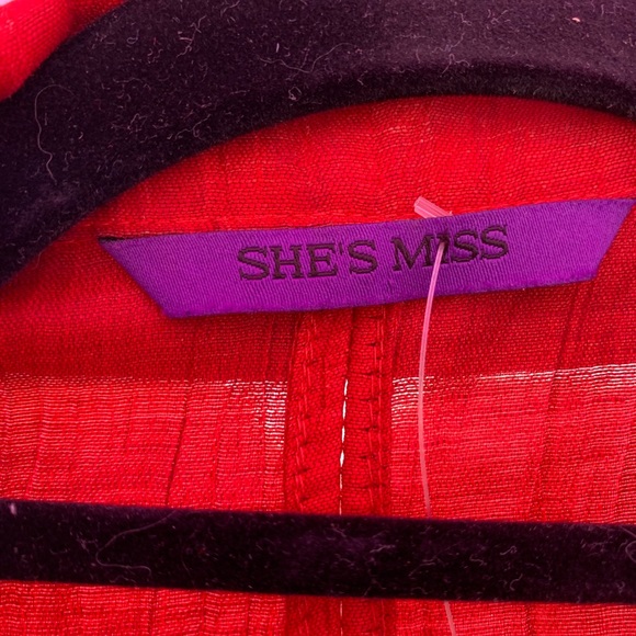 Red satin blazer. Great with jeans and heels. - Picture 2 of 3